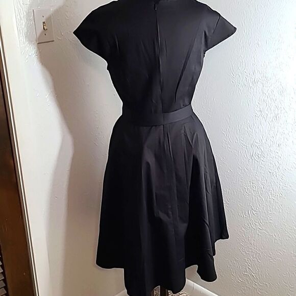 Pukavt Black Dress with Tie Belt, Cap Sleeves & Flowy Skirt, Size XL, NWOT - Picture 5 of 8